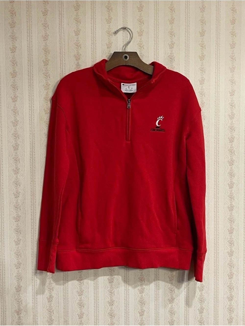 Red Quarter-Zip Pullover Sweater